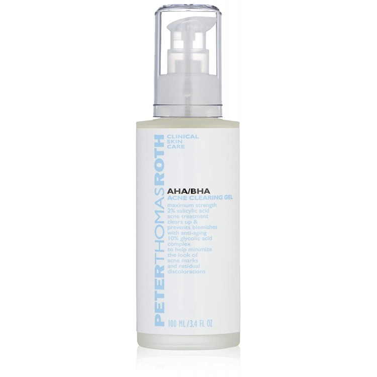 Peter Thomas Roth AHA/BHA Acne Clearing Gel, Maximum-Strength Salicylic Acid Acne Treatment, Clears Up and Helps Prevent Acne, Helps Minimize the Look of Acne Marks and Pores