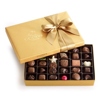 Godiva Chocolatier Gold Ballotin, Classic Gold Ribbon, Great for Gifts, Gourmet Chocolate Gift Box, 36 Count