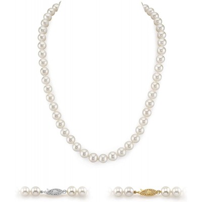 White Freshwater Cultured Pearl Necklace for Women in 18 Inch Length with 14K Gold and AAA Quality - THE PEARL SOURCE