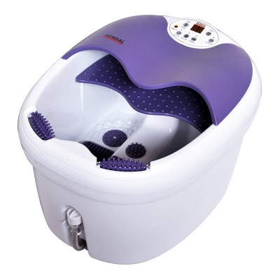 All in one Foot spa Bath Massager w/Motorized Rolling Massage, Heat, Wave, O2 Bubbles, Water Fall, Blowing hot air to Dry feet, Digital Temperature Control LED Display FBD1023