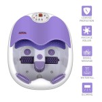 All in one Foot spa Bath Massager w/Motorized Rolling Massage, Heat, Wave, O2 Bubbles, Water Fall, Blowing hot air to Dry feet, Digital Temperature Control LED Display FBD1023
