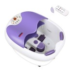 All in one Foot spa Bath Massager w/Motorized Rolling Massage, Heat, Wave, O2 Bubbles, Water Fall, Blowing hot air to Dry feet, Digital Temperature Control LED Display FBD1023