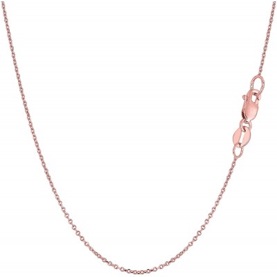 14k Rose Gold Cable Link Chain Necklace, 0.8mm