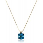 14k Gold Cushion Checkerboard Cut Gemstone Pendant Necklace (8mm)