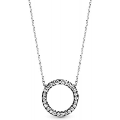 Pandora Jewelry Circle of Sparkle Cubic Zirconia Necklace in Sterling Silver, 17.7&#34;