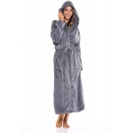 Alexander Del Rossa Women&#39;s Plush Fleece Robe with Hood, Long Warm Bathrobe