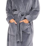 Alexander Del Rossa Women&#39;s Plush Fleece Robe with Hood, Long Warm Bathrobe