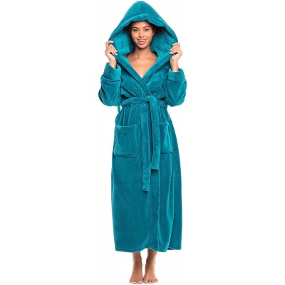 Alexander Del Rossa Women's Plush Fleece Robe with Hood, Long Warm Bathrobe