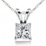 Dazzlingrock Collection 0.25 Carat (ctw) 10K Gold Princess Cut White Diamond Ladies Solitaire Pendant 1/4 CT
