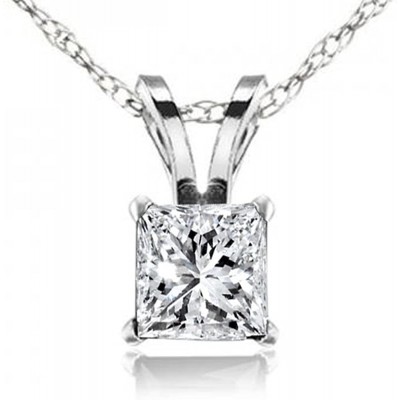 Dazzlingrock Collection 0.25 Carat (ctw) 10K Gold Princess Cut White Diamond Ladies Solitaire Pendant 1/4 CT