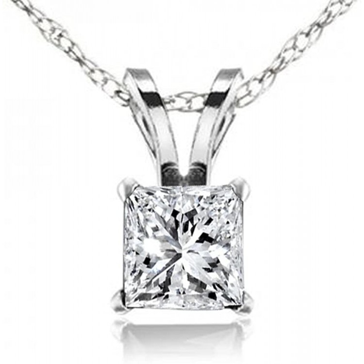 Dazzlingrock Collection 0.25 Carat (ctw) 10K Gold Princess Cut White Diamond Ladies Solitaire Pendant 1/4 CT