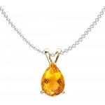 Dazzlingrock Collection 14K 9x7 mm Pear Cut Ladies Solitaire Teardrop Pendant (Silver Chain Included), Yellow Gold