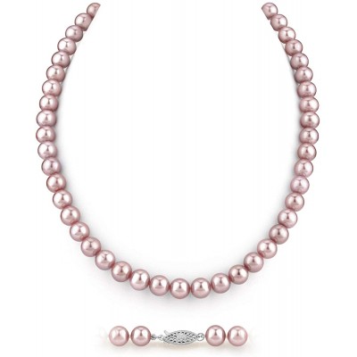 THE PEARL SOURCE AAA Quality Round Pink Freshwater Cultured Pearl Necklace for Women