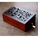 Youtang Vintage Carved Wood 30 Note Mechanism Musical Box Handcrank Music Box Gift