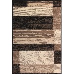 SUPERIOR Rockwood Modern Geometric Patchwork Polypropylene Indoor Area Rug or Runner with Jute Backing, 2&#39; X 3&#39;, Chocolate