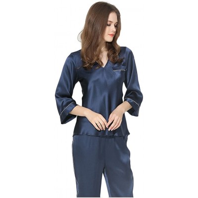 CLC Women&#39;s Pure Mulberry Silk Nightshirt Pajama Set Sleep Sets