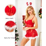 Avidlove Women Christmas Lingerie Red Chemise Santa Nightie Lace Babydoll Strap Sleepwear