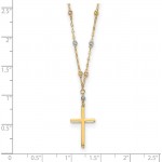 14k Tri Color Yellow White Gold Beaded Cross Religious Chain Necklace Pendant Charm Fine Jewelry For Women Gifts For Her