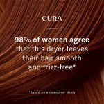 T3 - CURA Hair Dryer | Digital Ionic Professional Blow Dryer | Fast Drying, Volumizing Wide Air Flow | Frizz Smoothing | Multiple Speed and Heat Settings | Cool Shot