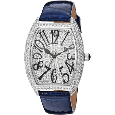 Christian Van Sant Women&#39;s Elegant Quartz Watch with Leather Strap, Blue, 15 (Model: CV4821)