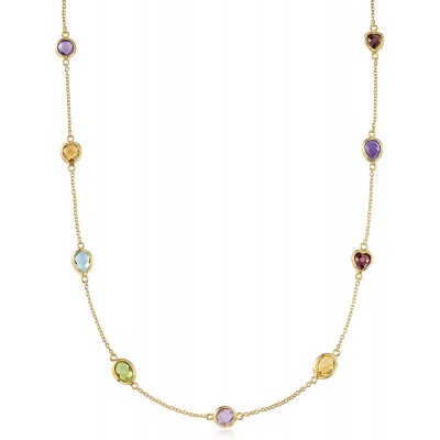 Ross-Simons 8.40 ct. t.w. Multi-Stone Station Necklace in 18kt Gold Over Sterling