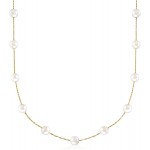 Ross-Simons 6-6.5mm Cultured Pearl Station Necklace in 14kt Yellow Gold