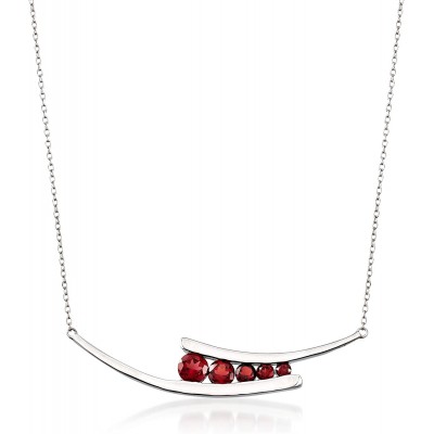 Ross-Simons 1.85 ct. t.w. Garnet Curved Necklace in Sterling Silver