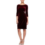 Alex Evenings Women's Short Three Quarter Sleeve Velvet Dress (Petite Regular)