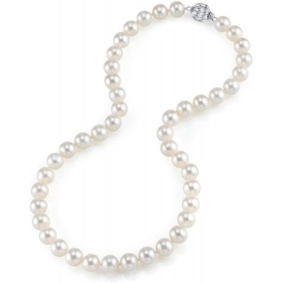THE PEARL SOURCE AAA Quality Round White Freshwater Cultured Pearl Necklace for Women