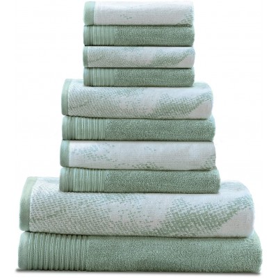 BLUENILEMILLS Albatross Cotton Assorted 10-Piece Towel Set, Washcloths, Hand Towels, Bath Towels, Teal