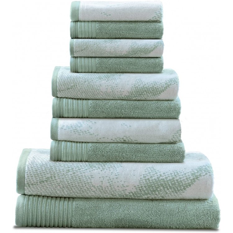 BLUENILEMILLS Albatross Cotton Assorted 10-Piece Towel Set, Washcloths, Hand Towels, Bath Towels, Teal