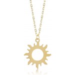 Gelin 14k Yellow Gold Good Vibes Only Sun Chain Pendant Necklace for Women - Certified Fine Jewelry Gift for Her, 18 inc