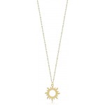 Gelin 14k Yellow Gold Good Vibes Only Sun Chain Pendant Necklace for Women - Certified Fine Jewelry Gift for Her, 18 inc