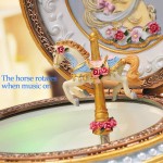 Amperer Classical Carousel Horse Music Box LED Lights Twinkling Resin Carved Collectible Mechanical Musical Box with Sankyo 18-Note A Horse Rotates with Music