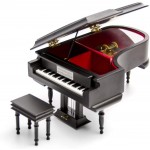 Sophisticated 18 Note Miniature Piano Music Box - Choose Your Own Song - Matte Black Jewelery Box for Girls - Grand Piano Shaped Music Boxes Gifts for Women - Moonlight Sonata