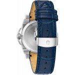 Bulova Precisionist Ladies Watch, Stainless Steel with Blue Leather StrapDiamond , Silver-Tone (Model: 96R227)