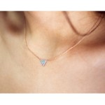 Kobelli White Gold Triangle Diamond Necklace Rose Gold Chain