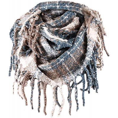Womens Winter Plaid Infinity Scarf Warm Tassel Circle Loop Scarves &amp; Knit Fall Scarfs for Women