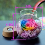 Preserved Real Roses with Colorful Mood Light Wishing Bottle,Eternal Rose，Never Withered Flowers,for Bedroom Party Table Decor, Christmas Decorations,a Gifts for Women (Rainbow)