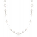 Ross-Simons 6-10mm Cultured Pearl Station Necklace in Sterling Silver