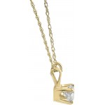 1/3 Ct Solitaire Round Diamond Pendant Necklace 18&#34; 14K Yellow Gold