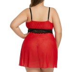 Ecosunny Womens Plus Size Christmas Lingerie Red Santa Babydolls Chemises Set