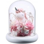 ANLUNOB Forever Rose Handmade Glass Roses The Unicorn and The Deer in A Glass Dome -Mothers Day Birthday Gifts for Children Girls Women Weddings, Anniversaries, Christmas Decoration