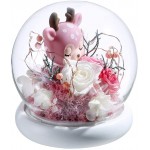 ANLUNOB Forever Rose Handmade Glass Roses The Unicorn and The Deer in A Glass Dome -Mothers Day Birthday Gifts for Children Girls Women Weddings, Anniversaries, Christmas Decoration