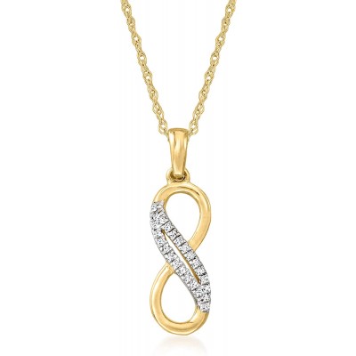 Ross-Simons Diamond-Accented Infinity Symbol Pendant Necklace in 14kt Yellow Gold