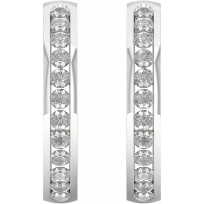 1ct TDW Diamond All Round Endless Large Hoop Earrings in Sterling Silver by DZON