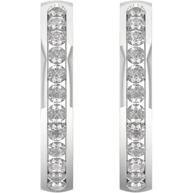 1ct TDW Diamond All Round Endless Large Hoop Earrings in Sterling Silver by DZON