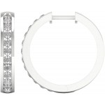 1ct TDW Diamond All Round Endless Large Hoop Earrings in Sterling Silver by DZON
