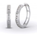 1ct TDW Diamond All Round Endless Large Hoop Earrings in Sterling Silver by DZON