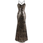 Angel-fashions Women's Spaghetti Strap Leopard Evening Dress